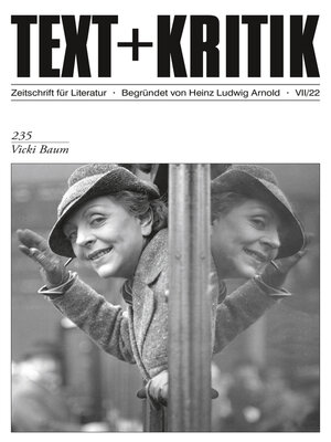 cover image of TEXT + KRITIK 235--Vicki Baum